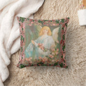 ピンクのバラとの守り神 クッション (ブランケット)