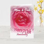 ピンクのバラとの親第70記念日 カード (黄色い花)