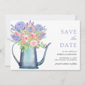 ピンクのバラとアジサイのウェディング セーブザデート (正面)