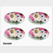 ピンクのバラとアネモネの花ありがとう 楕円形シール (シート)