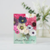ピンクのバラとアネモネの花母の日 ポストカード (スタンド正面)
