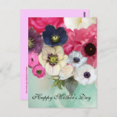 ピンクのバラとアネモネの花母の日 ポストカード (正面/裏面)