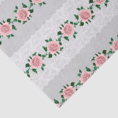 ピンクのバラとウェディングレース 薄葉紙 (詳細)