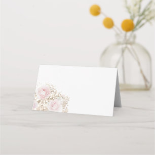 ピンクのバラとカスミソウの花束 プレイスカード