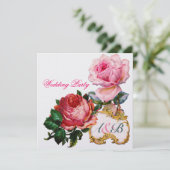 ピンクのバラとキューピッドのレースハート結婚ズモノグラム 招待状 (スタンド正面)