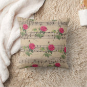 ピンクのバラとグリーンの自転車の音楽シートスローピル クッション (ブランケット)