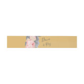 ピンクのバラとグレー+ゴールドの結婚式 招待状ベリーバンド (フラット)
