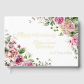 ピンクのバラとゴールドフォイル記念日 ゲストブック (正面)