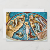 ピンクのバラとゴールドフレームの正教会洗礼 招待状 (裏面)