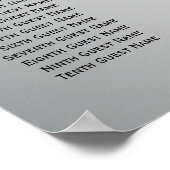 ピンクのバラとシルバーウェディングレセプションシート ポスター (角)