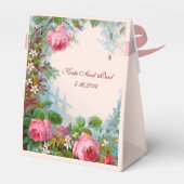 ピンクのバラとジャスミンジェムストーン結婚ズモノグラム フェイバーボックス (裏面サイド)