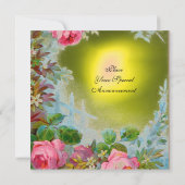 ピンクのバラとジャスミン 、イエロー宝石 招待状 (裏面)