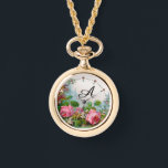 ピンクのバラとジャスミン、フローラモノグラム 腕時計<br><div class="desc">エレガント, カラフル，ロマンチックなヴィンテージスタイルフローラデザイン赤，ピンクのバラ，緑の葉，白のジャスミンBALDESIGN3D.</div>