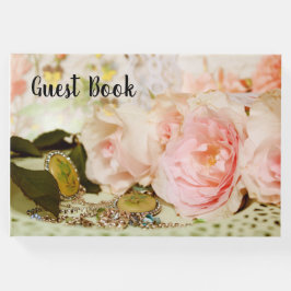ピンクのバラとジュエリーのプリティーなヴィンテージ ゲストブック