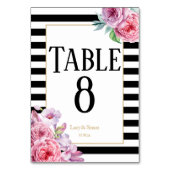 ピンクのバラとストライプのウェディングテーブルナンバー テーブルナンバー (裏面)