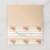 ピンクのバラとストライプのネームカード プレイスカード (外部開封)