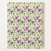 ピンクのバラとスミレが表面パターンを繰り返す プランナー手帳 (裏面)