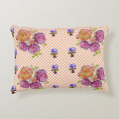 ピンクのバラとスミレみすぼらしいフローラデコールクッション アクセントクッション (正面)