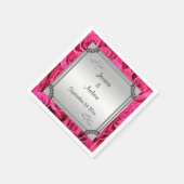 ピンクのバラとダイヤモンドの結婚指輪 スタンダードカクテルナプキン (角)