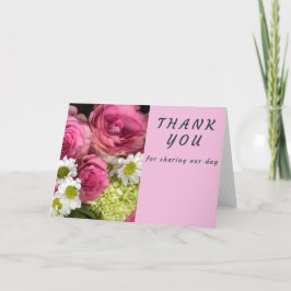 ピンクのバラとデイジーありがとう カード