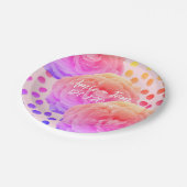 ピンクのバラとドット、日付を保存、紙プレート ペーパープレート (アングル)