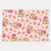 ピンクのバラとハート包装紙シートセット ラッピングペーパーシート (正面)
