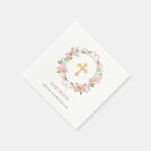 ピンクのバラとバラフェイク金ゴールドアクセント洗礼 スタンダードカクテルナプキン (角)