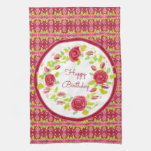 ピンクのバラとパターン（の模様が）ある