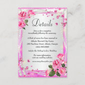 ピンクのバラとパールのウェディング詳細 エンクロージャーカード (正面)