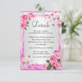 ピンクのバラとパールのウェディング詳細 エンクロージャーカード (スタンド正面)