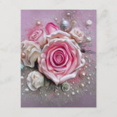 ピンクのバラとパール エンクロージャーカード (正面)
