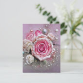 ピンクのバラとパール エンクロージャーカード (スタンド正面)