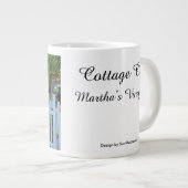 ピンクのバラとピケットフェンス – Martha's Vineヤード ジャンボコーヒーマグカップ (正面右)