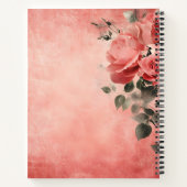 ピンクのバラとピンクの背景 ノートブック (裏面)