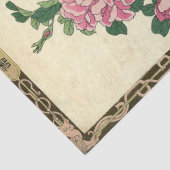 ピンクのバラとブラックバードオリエンタルデコップページ 薄葉紙 (詳細)