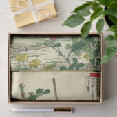 ピンクのバラとブラックバードオリエンタルデコップページ 薄葉紙 (ギフト)