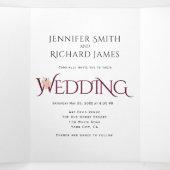 ピンクのバラとブルゴーニュのアンパ結婚サンド 三つ折り招待状 (内部中)