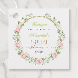 ピンクのバラとベイビーズブレスに感謝 フェイバータグ