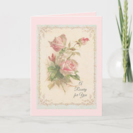 ピンクのバラとホーリーロザリオ祈りの言葉 カード