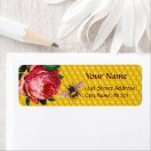 ピンクのバラとミツバチ,養蜂家 ラベル (インサイチュ)