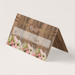 ピンクのバラとモノグラムハート| 座席表 名刺