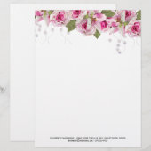 ピンクのバラとユリ レターヘッド (正面/裏面)