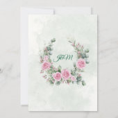 ピンクのバラとユーカリのセージの結婚式延期カード セーブザデート (裏面)