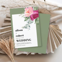 ピンクのバラとユーカリのセージ結婚グリーン