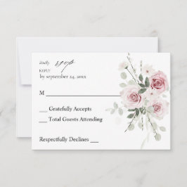 ピンクのバラとユーカリの花 フローラル 無食事 RSVP