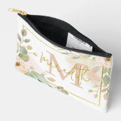 ピンクのバラとユーカリパーソナライズされた アクセサリーポーチ (見開き)