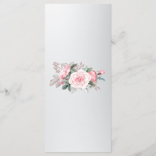 ピンクのバラとラックスシルバー結婚ズ メニュー (裏面)