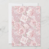 ピンクのバラとレースとパールのウェディング 招待状 (裏面)