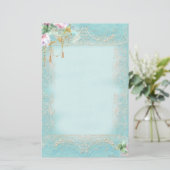 ピンクのバラとレース文房具 便箋 (スタンド正面)