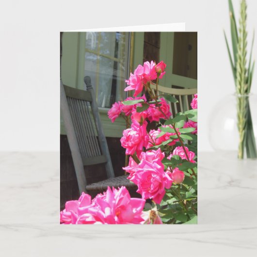 ピンクのバラとロッカー – Martha's Vineyard Card カード (正面)